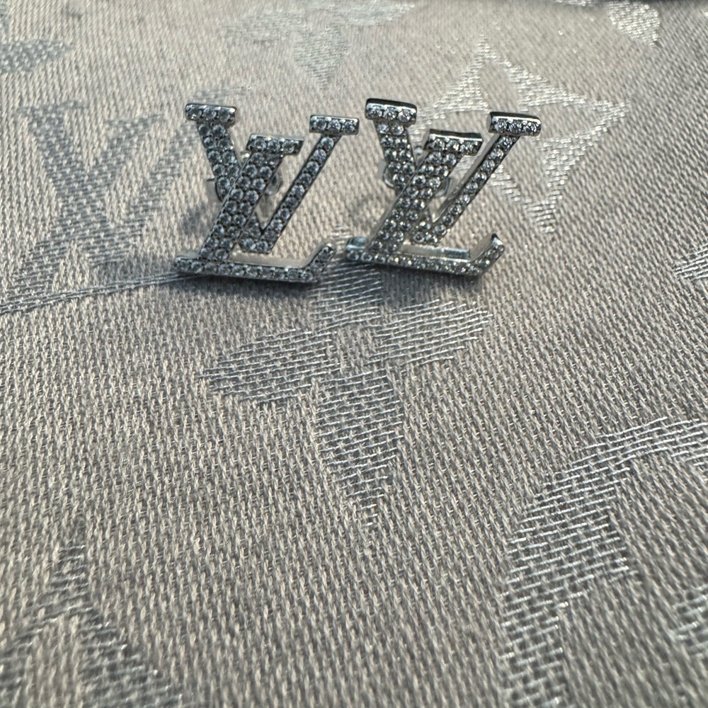 Louis Vuitton LV Silver Monogram Earrings